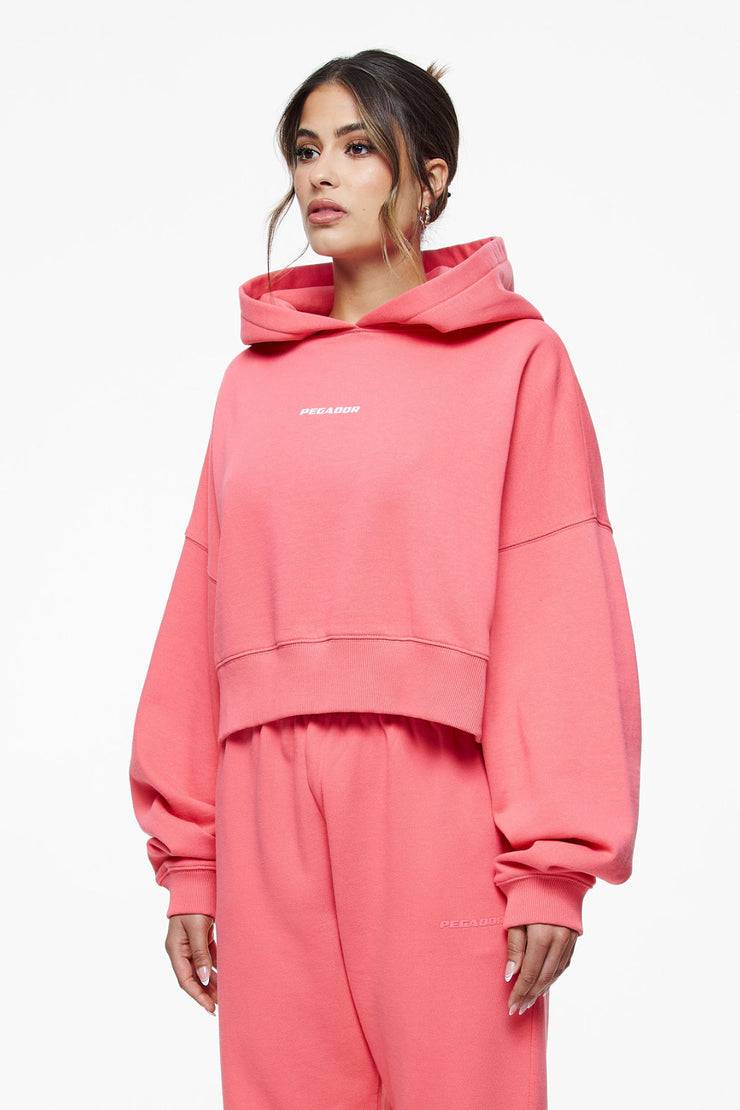 Pegador Culla Logo Oversized Cropped Hoodie Vintage Washed Strawberry Vierteljährliche Förderung