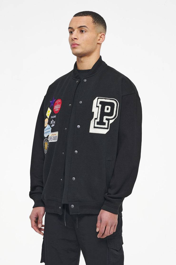 Pegador Whitney Varsity Jacket Washed Black Ink Black Begrenztes Angebot