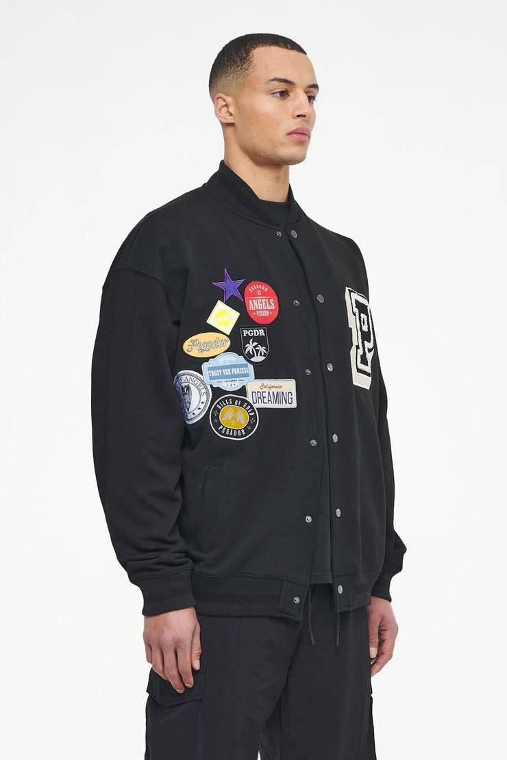 Pegador Whitney Varsity Jacket Washed Black Ink Black Begrenztes Angebot