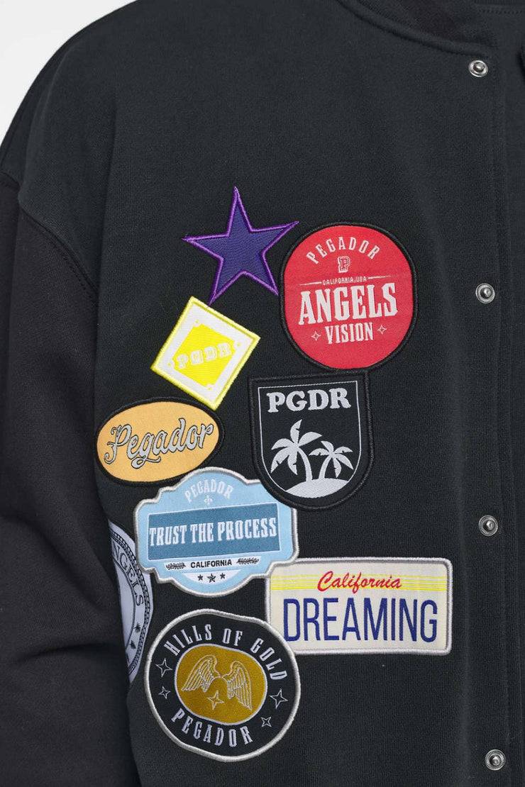 Pegador Whitney Varsity Jacket Washed Black Ink Black Begrenztes Angebot