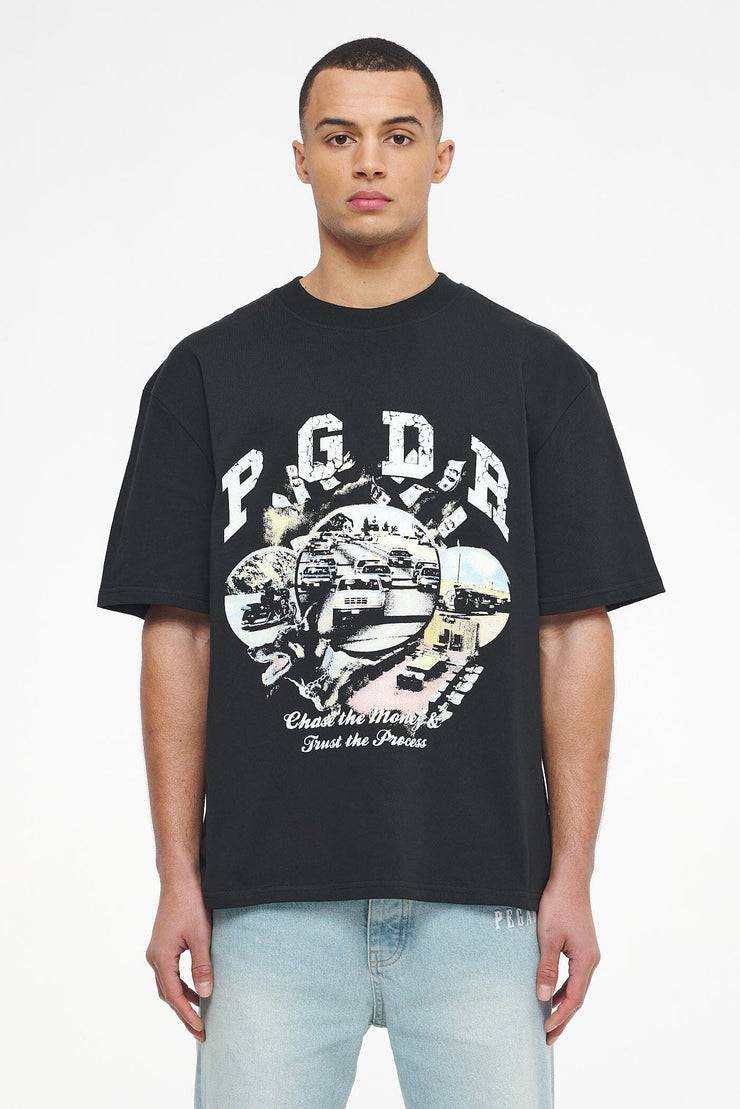 Pegador Reid Oversized Tee Vintage Washed Black Ink Preisnachlass