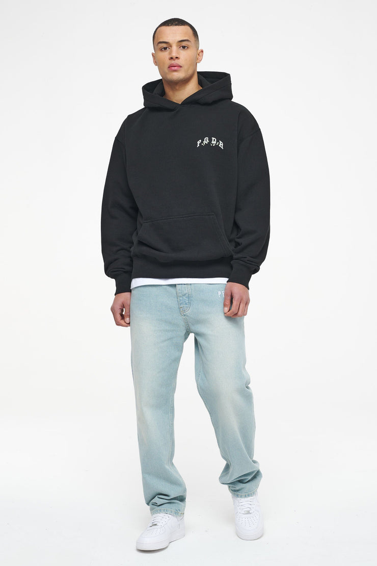Pegador Reid Oversized Hoodie Vintage Washed Black Ink Saisonschlussverkauf