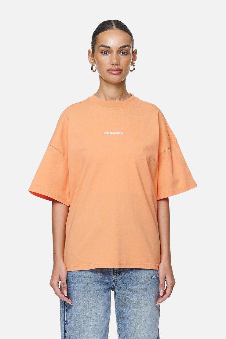 Pegador Arendal Logo Heavy Oversized Tee Washed Apricot White Letzte 3 Tage
