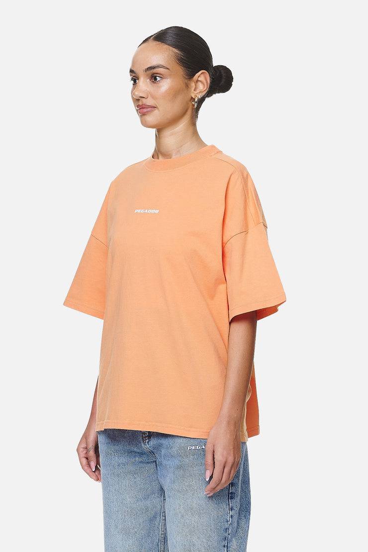 Pegador Arendal Logo Heavy Oversized Tee Washed Apricot White Letzte 3 Tage