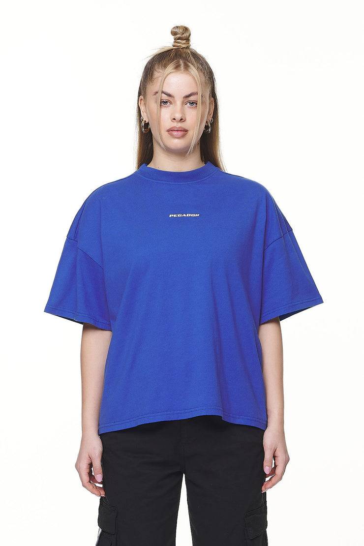 Pegador Arendal Logo Heavy Oversized Tee Washed True Blue White JETZT KAUFEN
