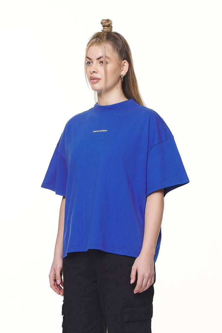 Pegador Arendal Logo Heavy Oversized Tee Washed True Blue White JETZT KAUFEN