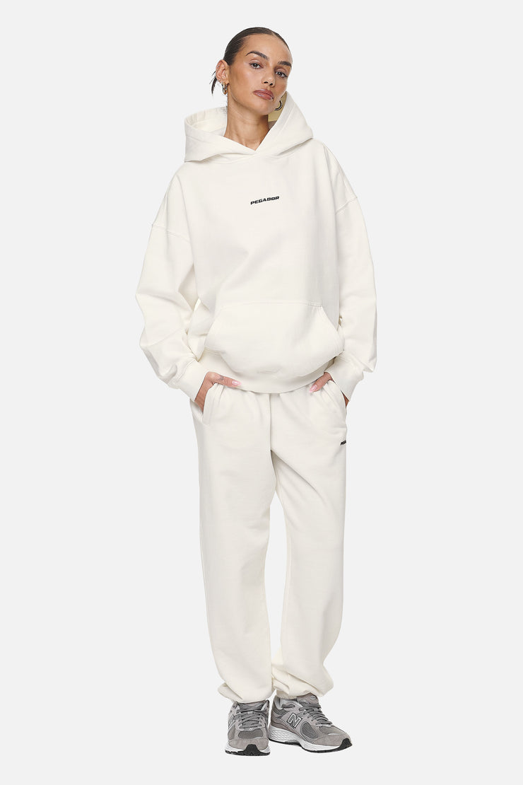 Pegador Atna Logo Oversized Hoodie Washed Coconut Milk Black Letzter Tag