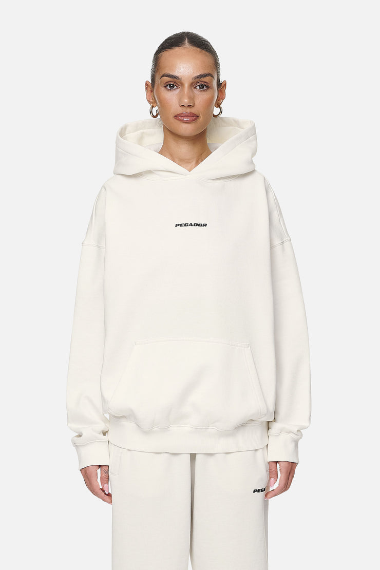 Pegador Atna Logo Oversized Hoodie Washed Coconut Milk Black Letzter Tag