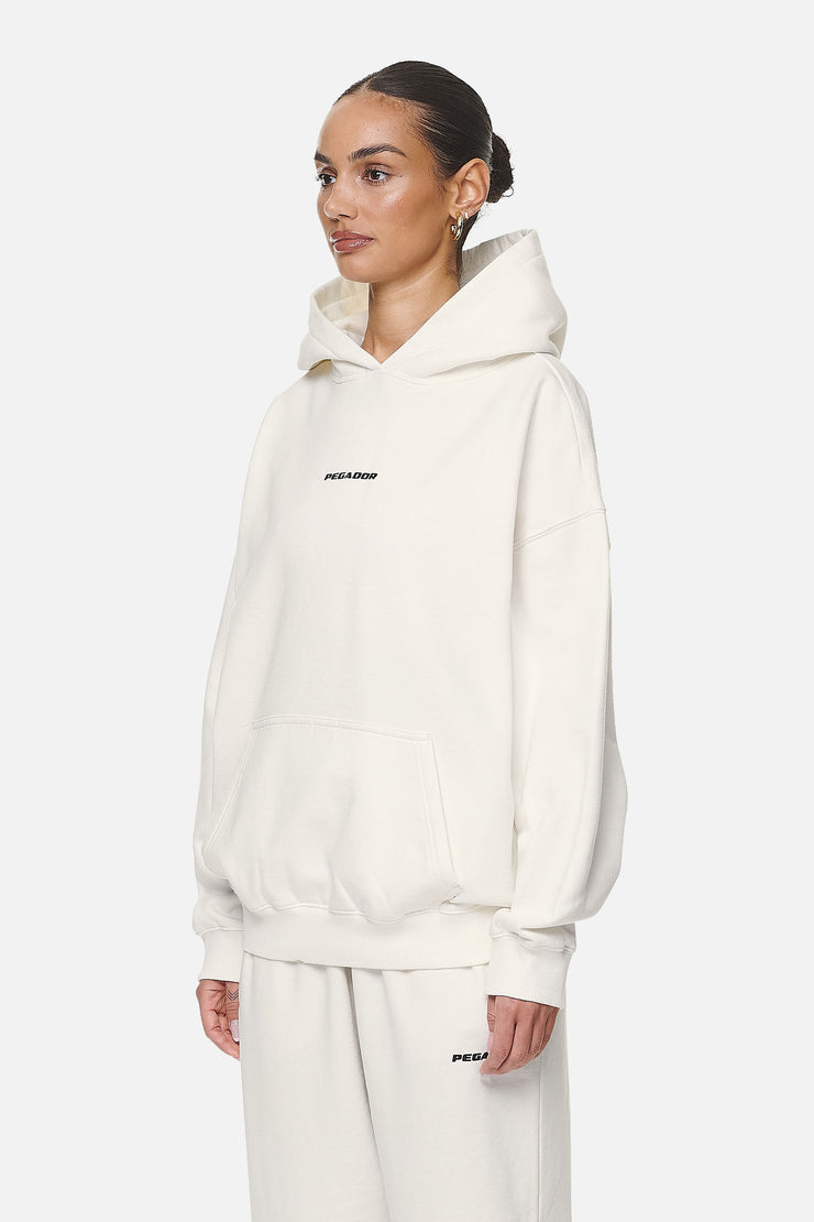 Pegador Atna Logo Oversized Hoodie Washed Coconut Milk Black Letzter Tag