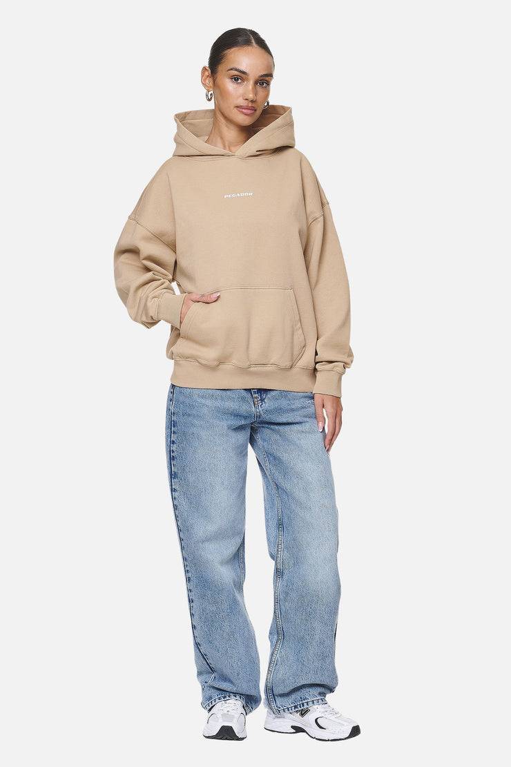 Pegador Atna Logo Oversized Hoodie Washed Safari Sand White Zeitbegrenzte Promotion