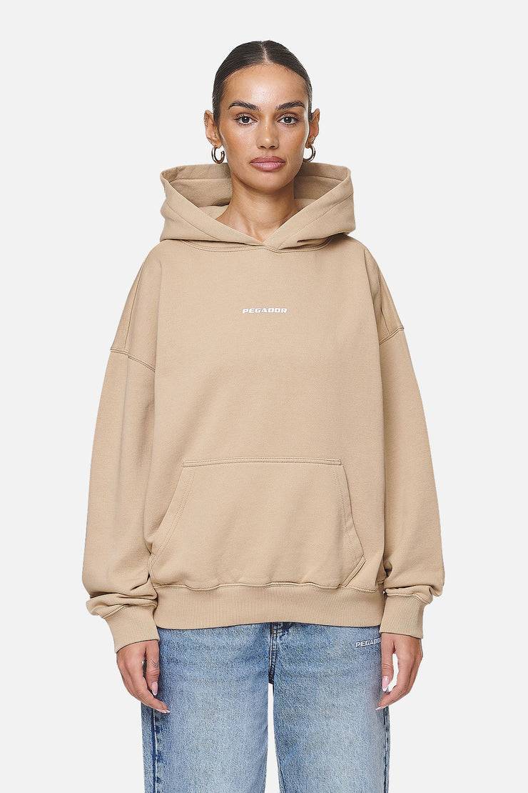 Pegador Atna Logo Oversized Hoodie Washed Safari Sand White Zeitbegrenzte Promotion