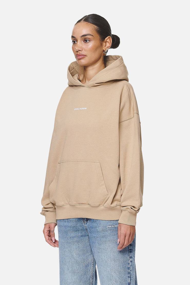 Pegador Atna Logo Oversized Hoodie Washed Safari Sand White Zeitbegrenzte Promotion