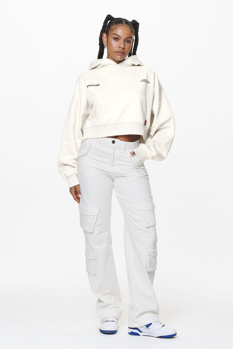 Pegador Vrena Oversized Cropped Hoodie Washed Salty Cream Nur noch ein Tag übrig