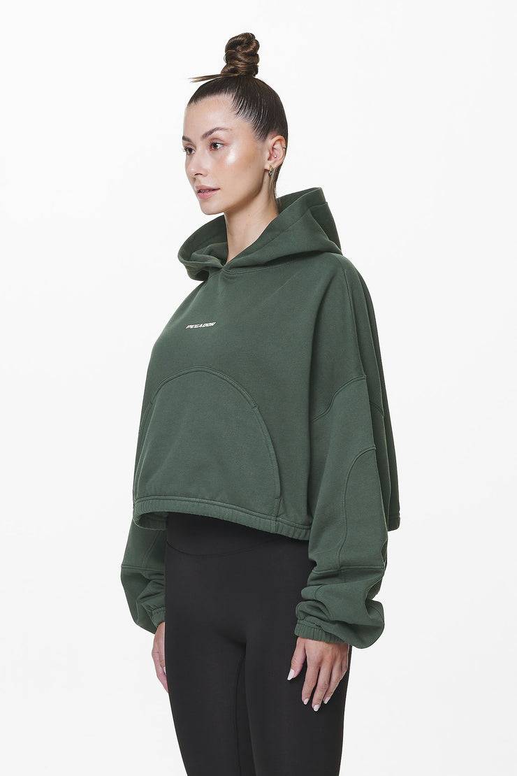 Pegador Skei Logo Oversized Cropped Hoodie Washed Sage Green zollfrei
