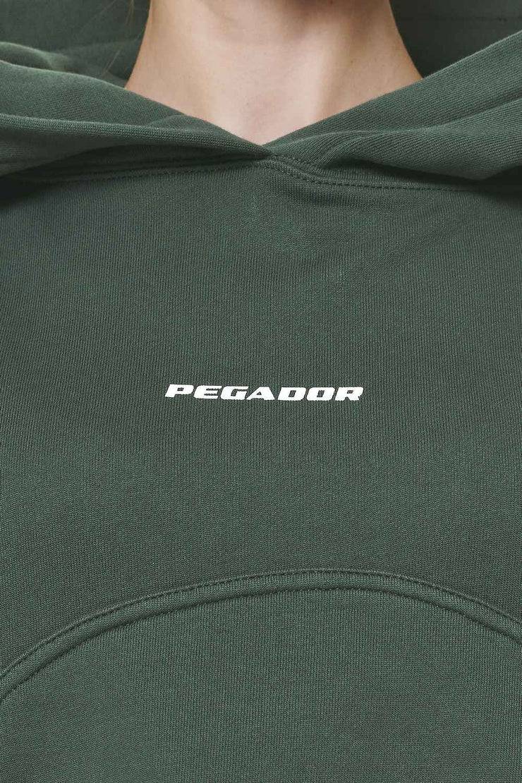 Pegador Skei Logo Oversized Cropped Hoodie Washed Sage Green zollfrei