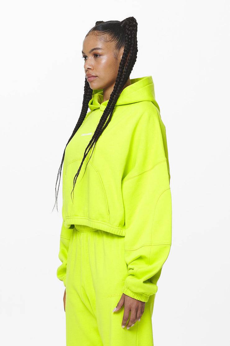 Pegador Skei Logo Oversized Cropped Hoodie Washed Lime Yellow 50% Rabatt für begrenzte Zeit