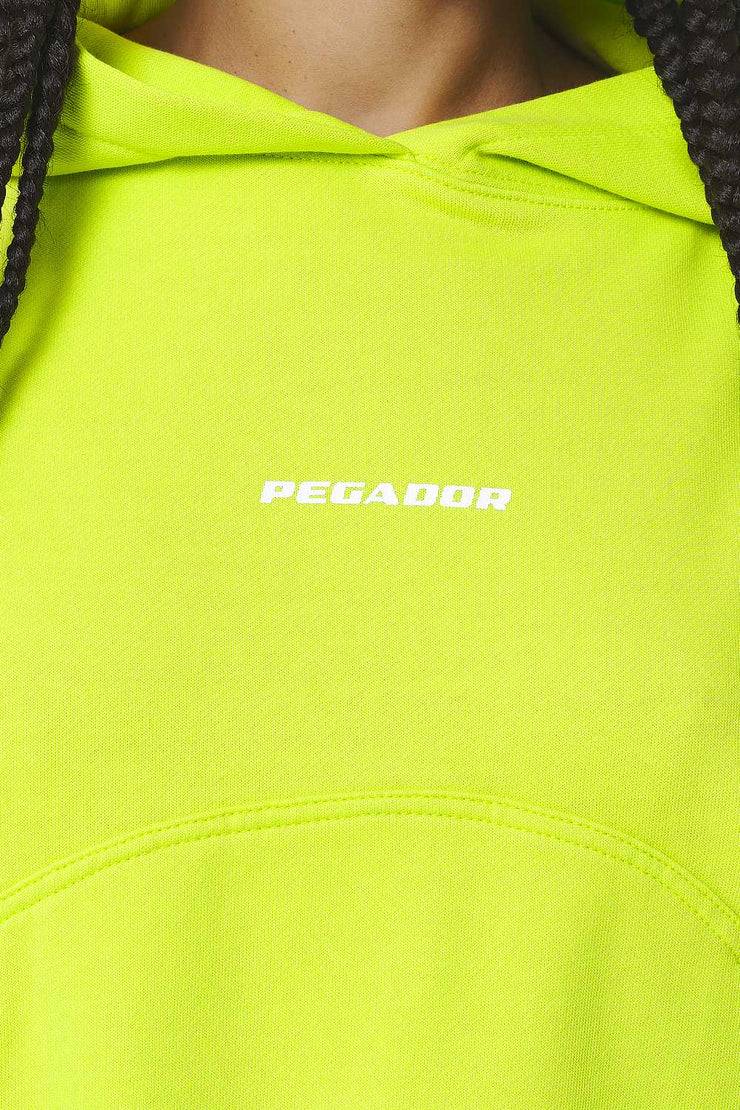 Pegador Skei Logo Oversized Cropped Hoodie Washed Lime Yellow 50% Rabatt für begrenzte Zeit