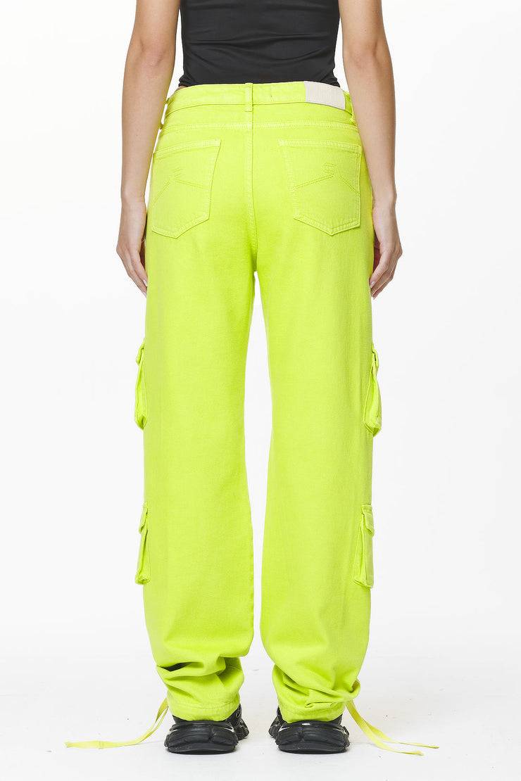 Pegador Maloy Cargo Wide Jeans Washed Lime Yellow Limitierter Zeitrabatt