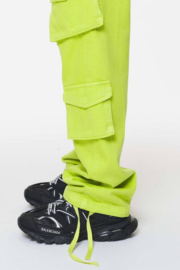 Pegador Maloy Cargo Wide Jeans Washed Lime Yellow Limitierter Zeitrabatt