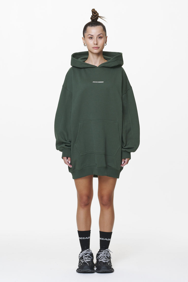 Pegador Malm Logo Oversized Hoodie Dress Washed Sage Green Fabrik Onlineshop