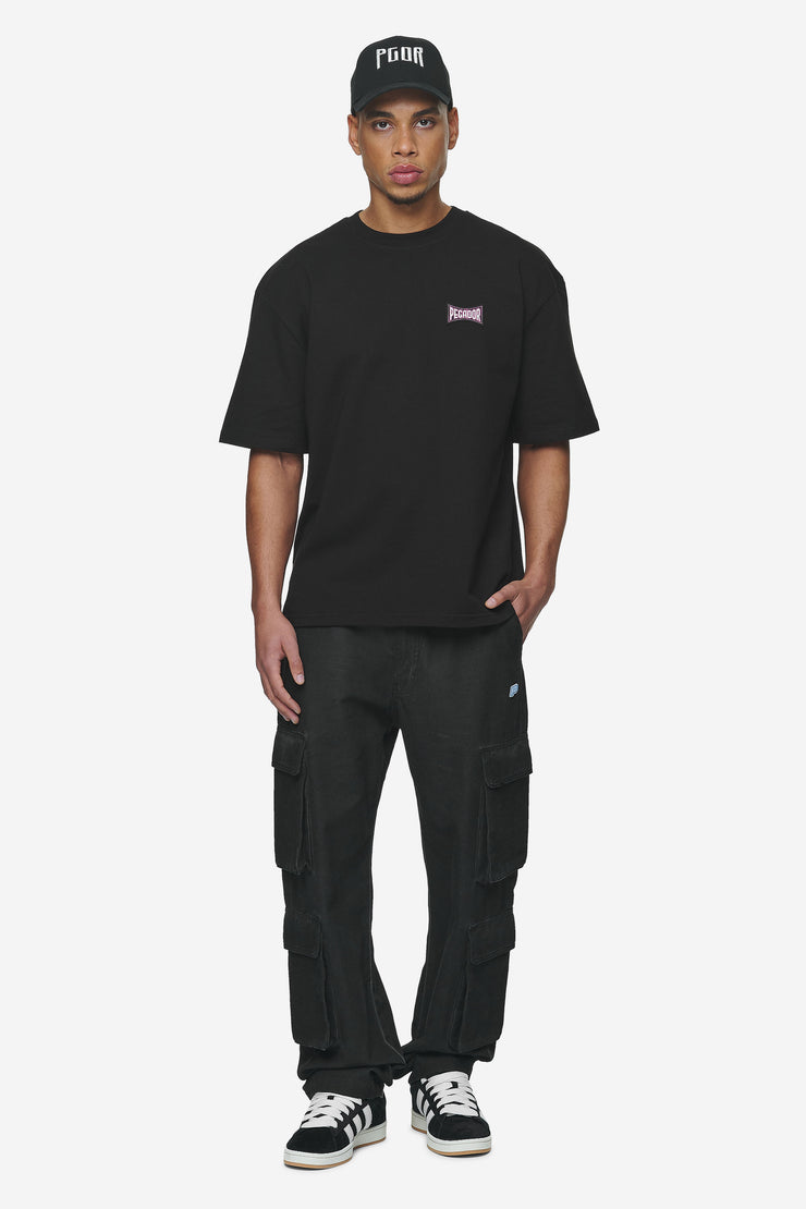 Pegador Preto Wide Cargo Pants Dyed Black Tiefpreis