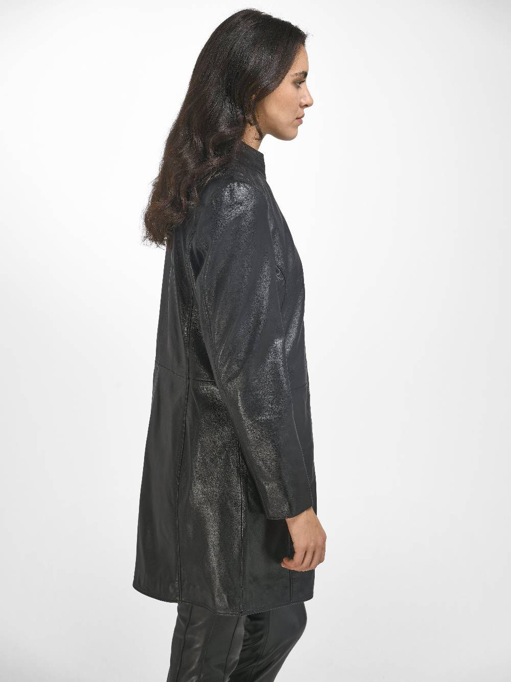 Emilia Lay Leder-Long-Jacke Sonderangebote