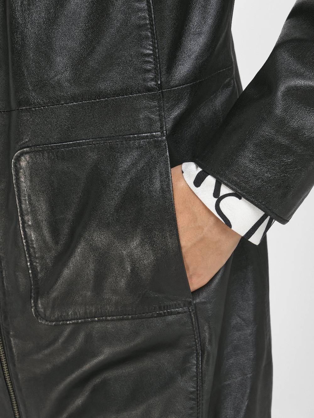 Emilia Lay Leder-Long-Jacke Sonderangebote