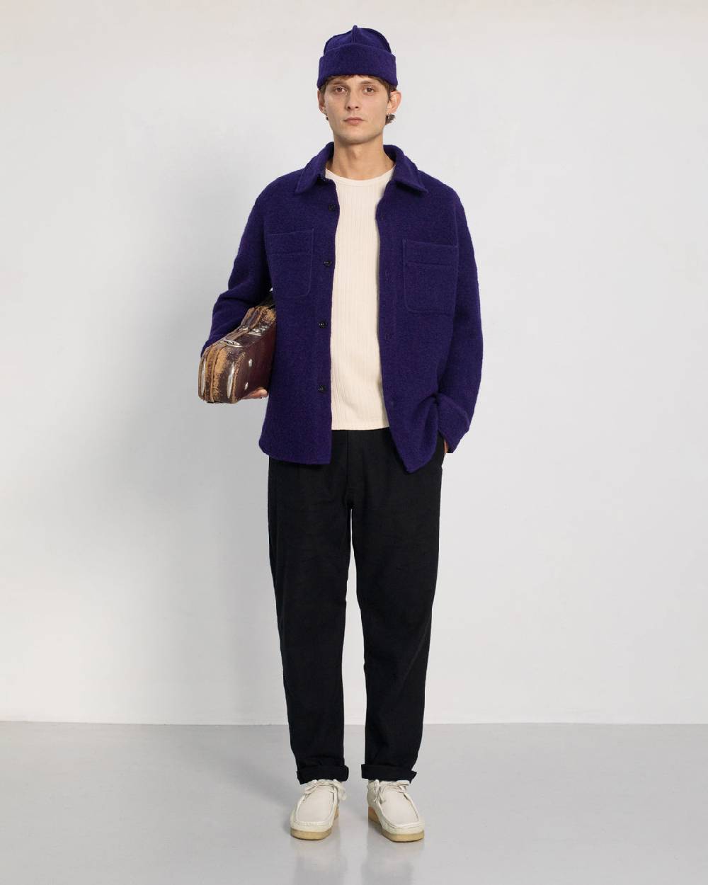 Rotholz Dickes Overshirt Bio Wollmischung - Lila Flash Sale