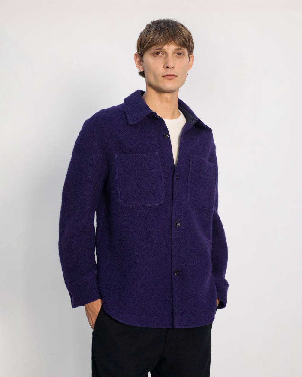 Rotholz Dickes Overshirt Bio Wollmischung - Lila Flash Sale