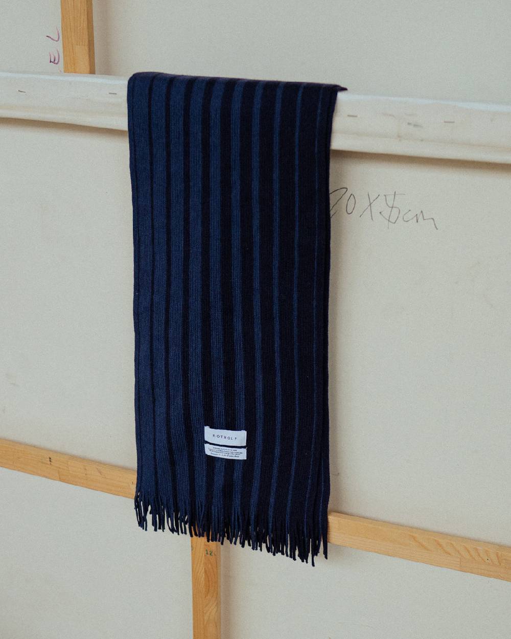 Rotholz Gestrickter Schal Merinowolle - Blau Gestreift Online Shopping