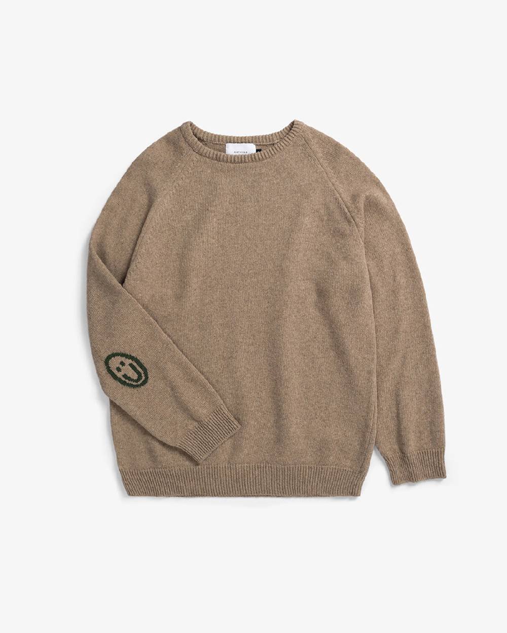 Rotholz Smiley Strickpullover Recycelte Wolle - Beige Preisnachlass