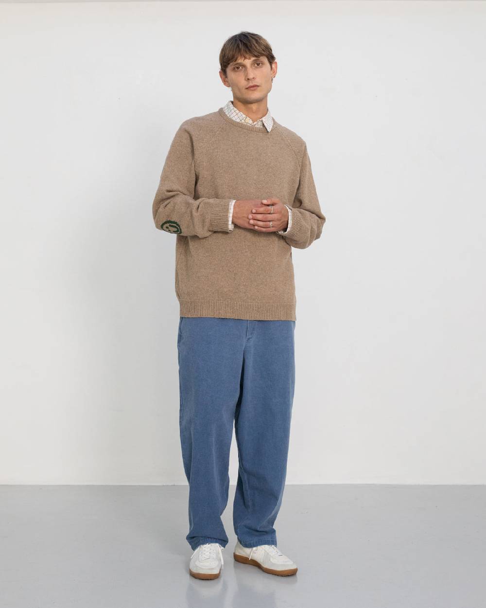 Rotholz Smiley Strickpullover Recycelte Wolle - Beige Preisnachlass