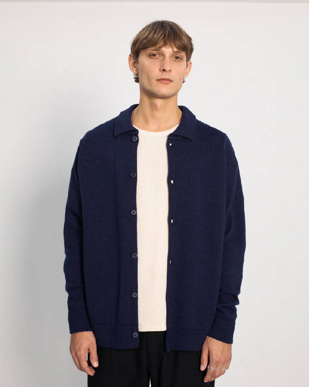 Rotholz Strick Shirt Merinowolle - Blau Saisonschlussverkauf