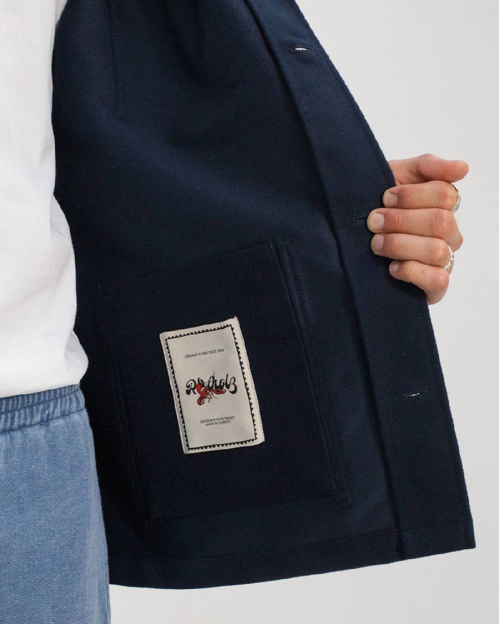 Rotholz Schwere Moleskin Jacke Bio Baumwolle - Blau Vatertagsangebot