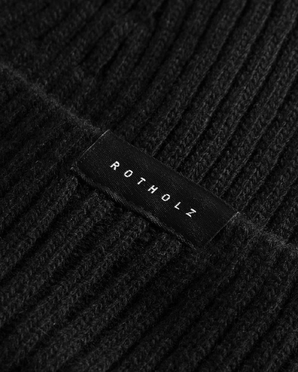 Rotholz Klassische Mütze Wollmix Ripp - Schwarz Neuheiten