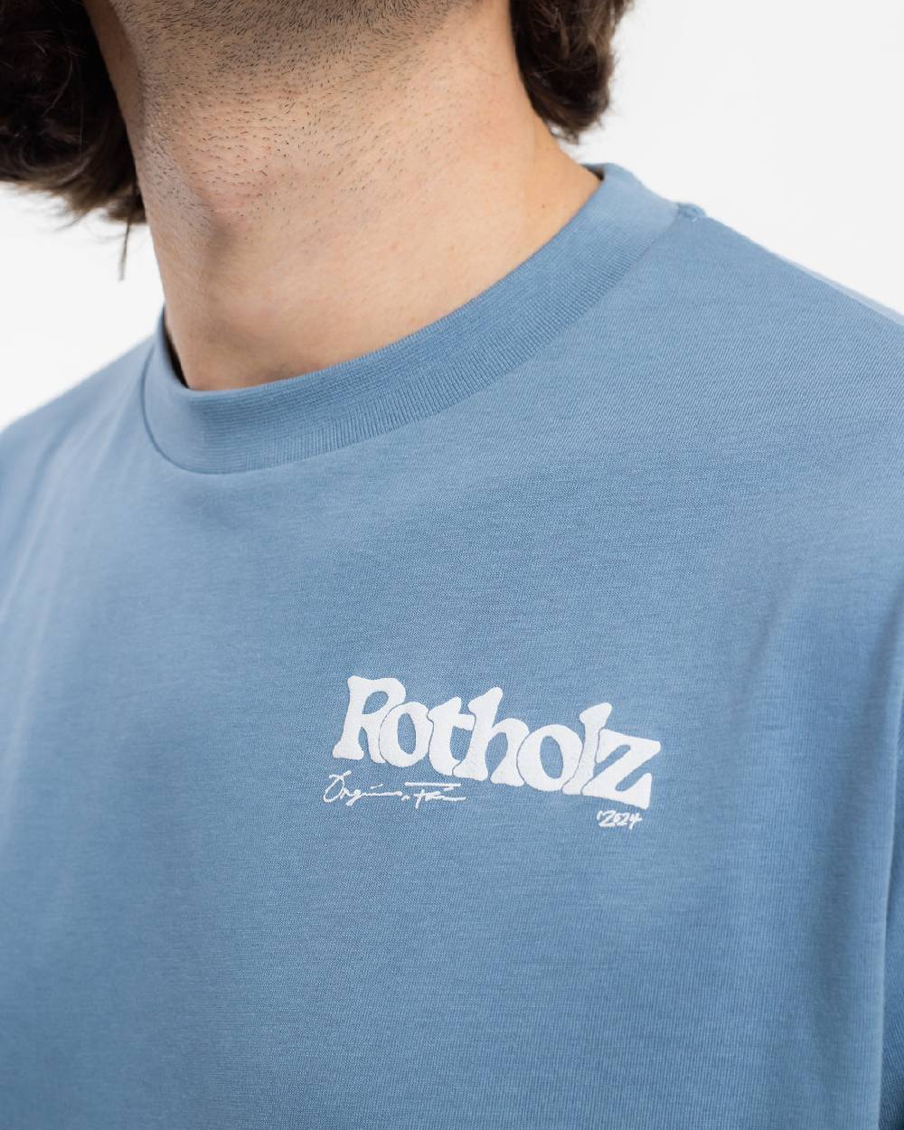 Rotholz Retro Logo T-Shirt Bio Baumwolle - Hellblau Tägliche Deals