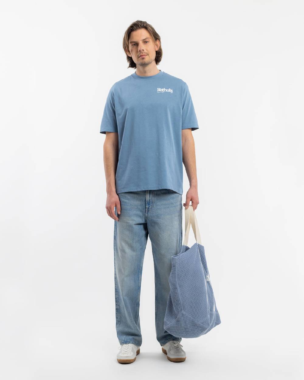 Rotholz Retro Logo T-Shirt Bio Baumwolle - Hellblau Tägliche Deals