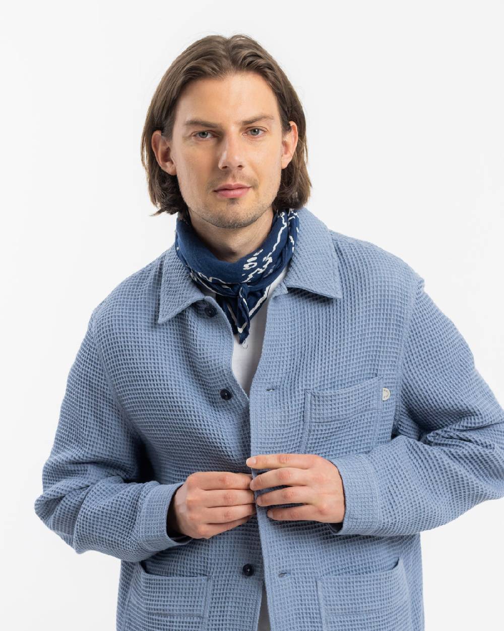 Rotholz Workwear Jacke Waffle Cotton - Hellblau VIP-Rabatte