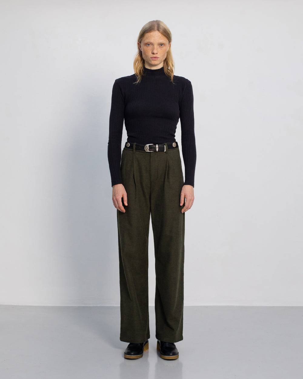Rotholz High Waist Flanell Hose Bio Baumwolle - Moosgrün Super Sparpreis