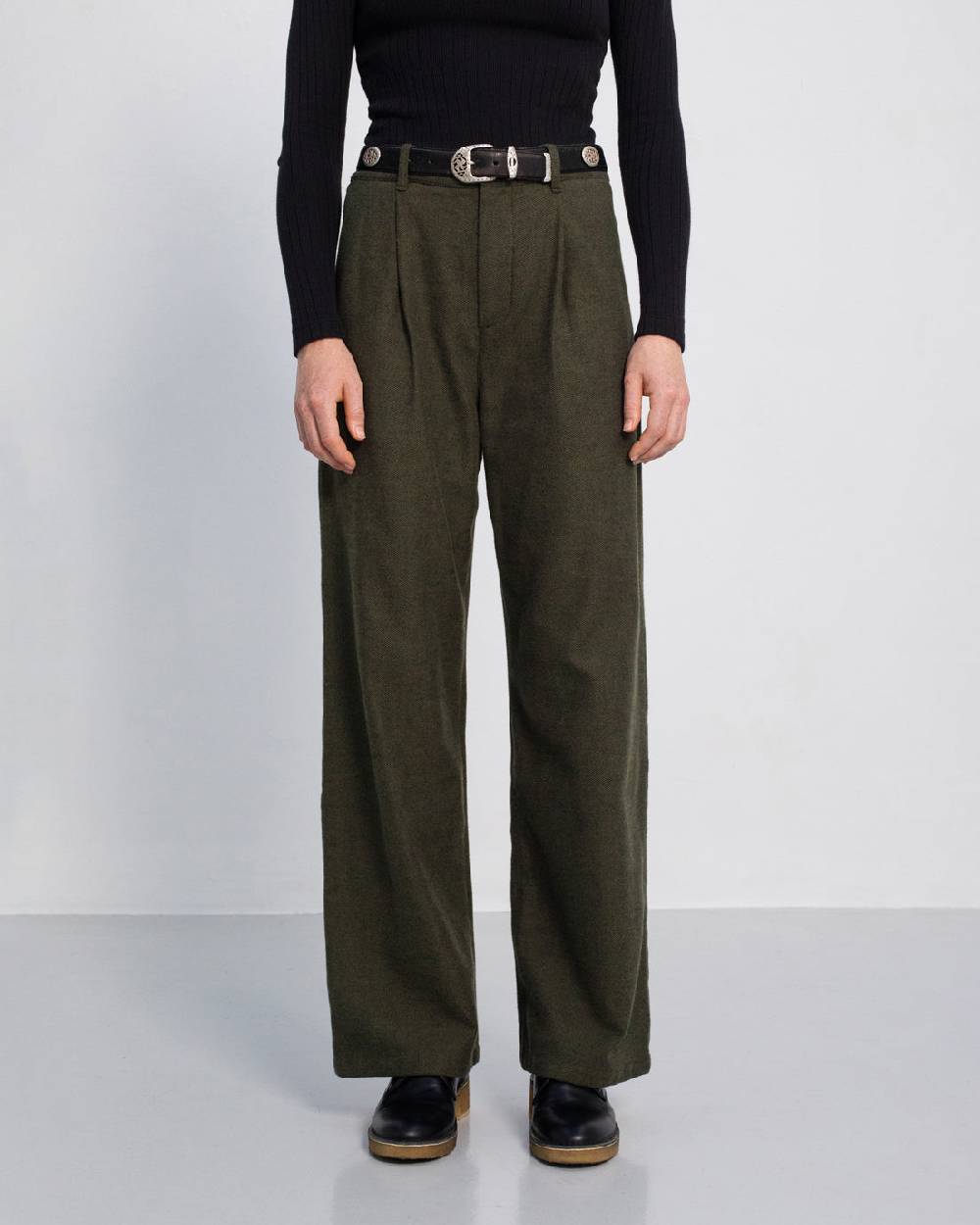 Rotholz High Waist Flanell Hose Bio Baumwolle - Moosgrün Super Sparpreis