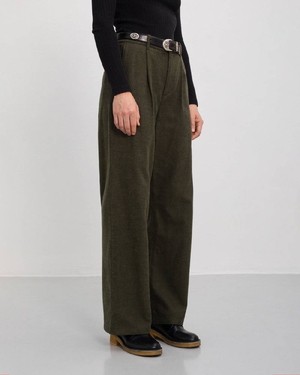 Rotholz High Waist Flanell Hose Bio Baumwolle - Moosgrün Super Sparpreis