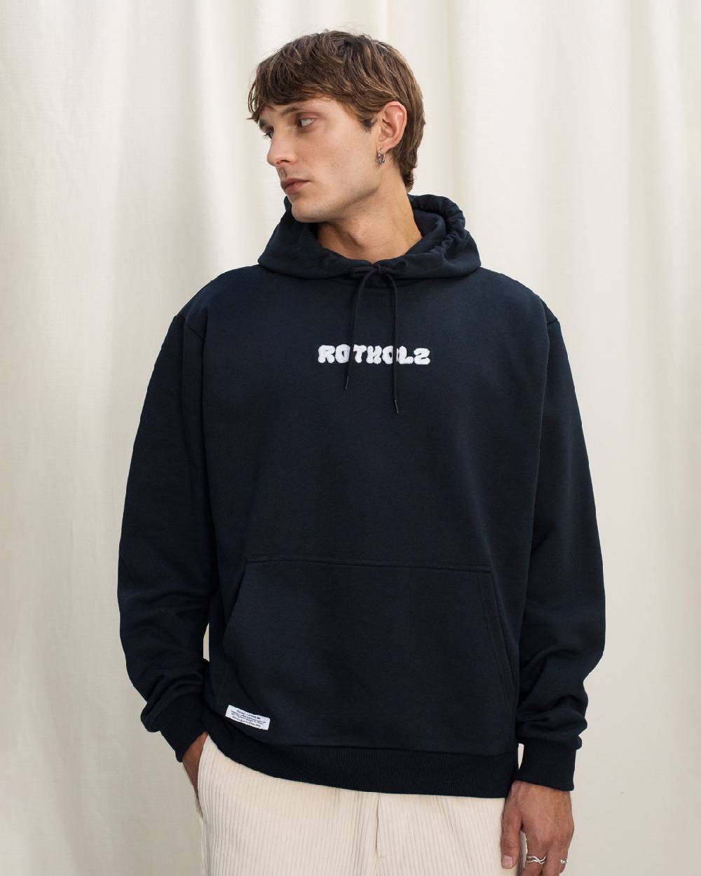 Rotholz Logo Hoodie Bio Baumwolle - Schwarz Vierteljährliche Förderung