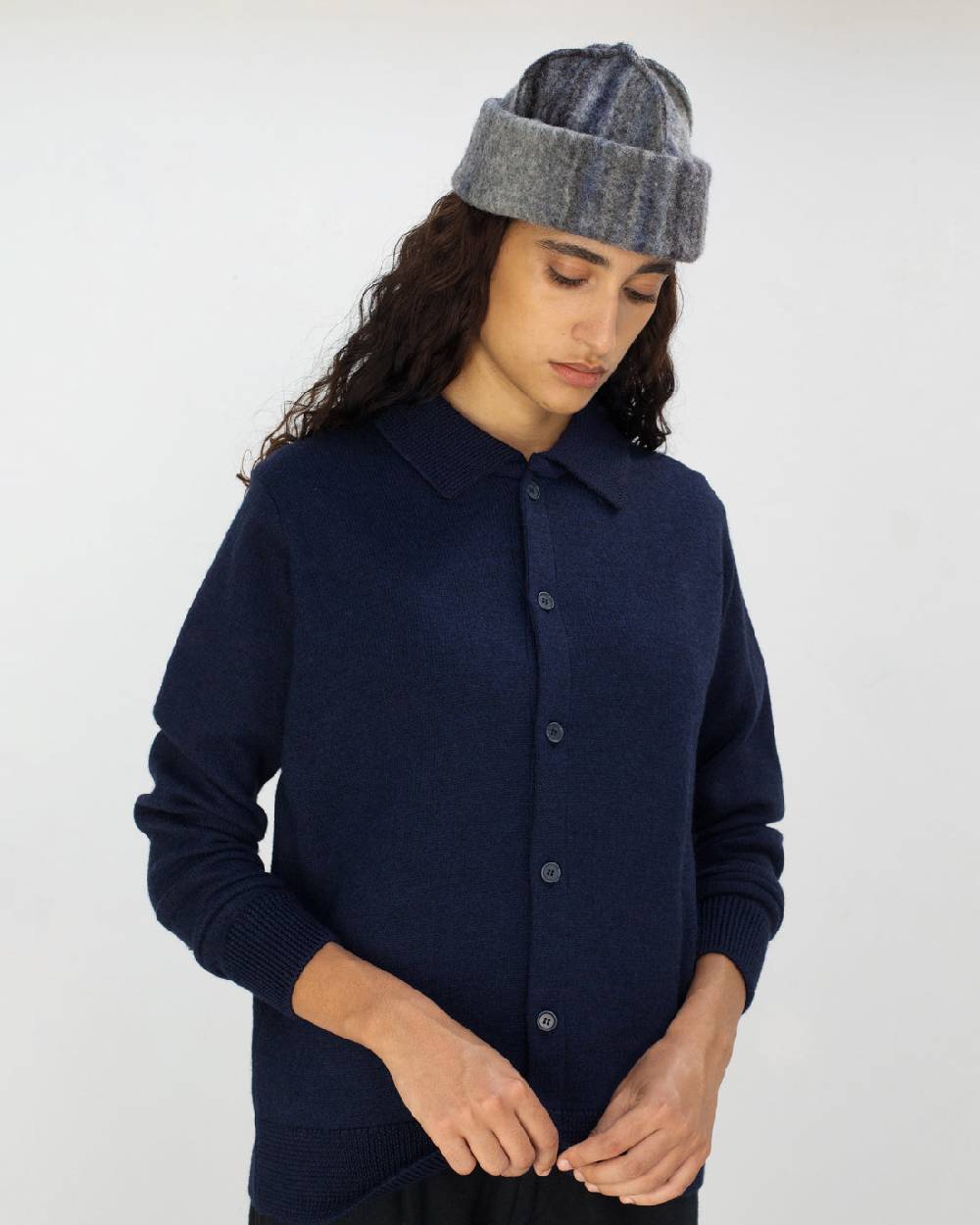 Rotholz Strick Shirt Merinowolle - Blau Black Friday Preise