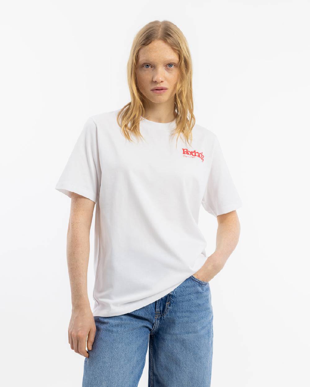 Rotholz Retro Logo T-Shirt Bio Baumwolle - Weiß 50% Rabatt für begrenzte Zeit