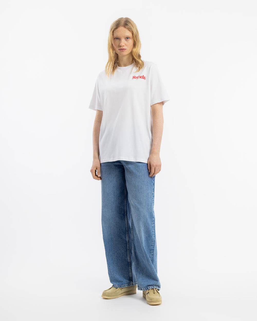 Rotholz Retro Logo T-Shirt Bio Baumwolle - Weiß 50% Rabatt für begrenzte Zeit
