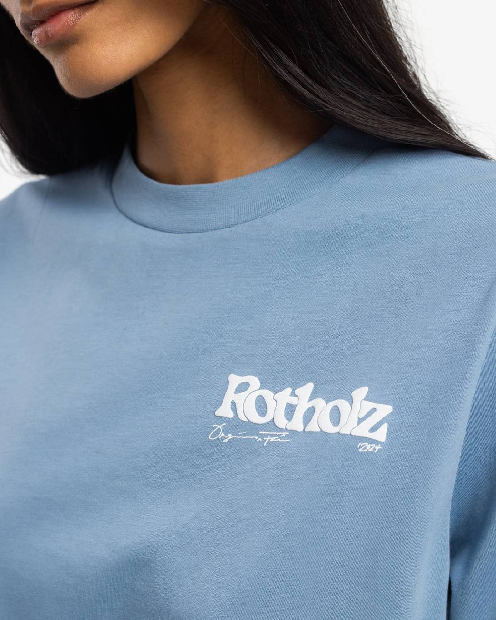 Rotholz Retro Logo T-Shirt Bio Baumwolle - Hellblau 2025