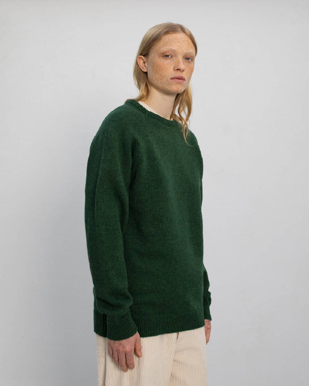 Rotholz Smiley Strickpullover Recycelte Wolle - Grün im Angebot