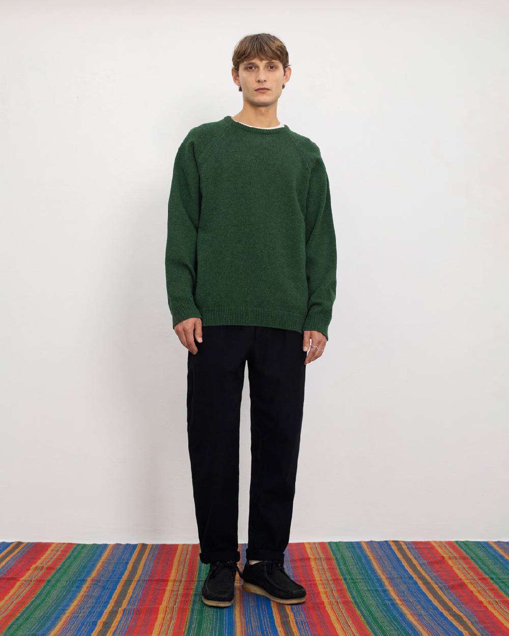 Rotholz Smiley Strickpullover Recycelte Wolle - Grün Flash Sale