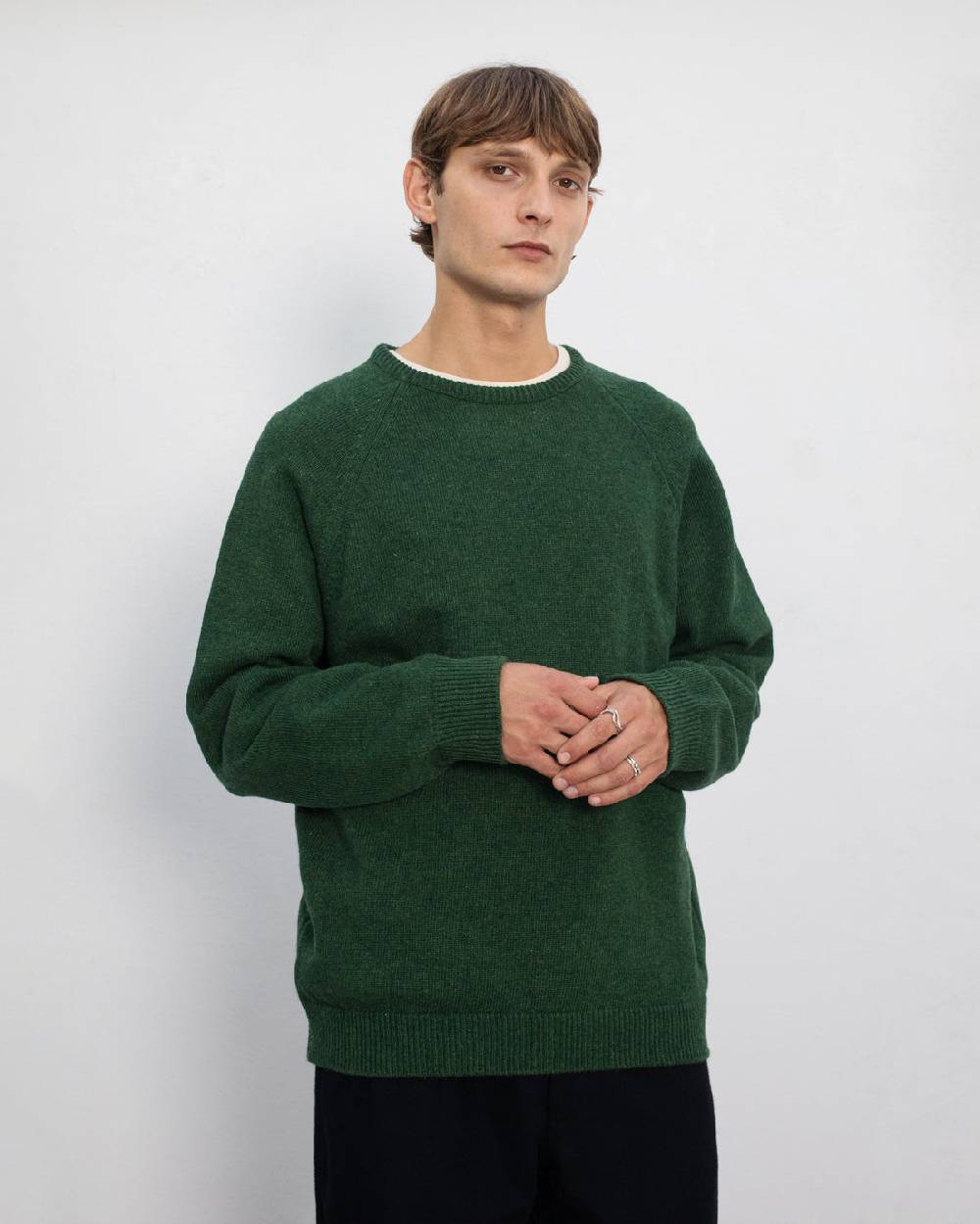 Rotholz Smiley Strickpullover Recycelte Wolle - Grün Flash Sale
