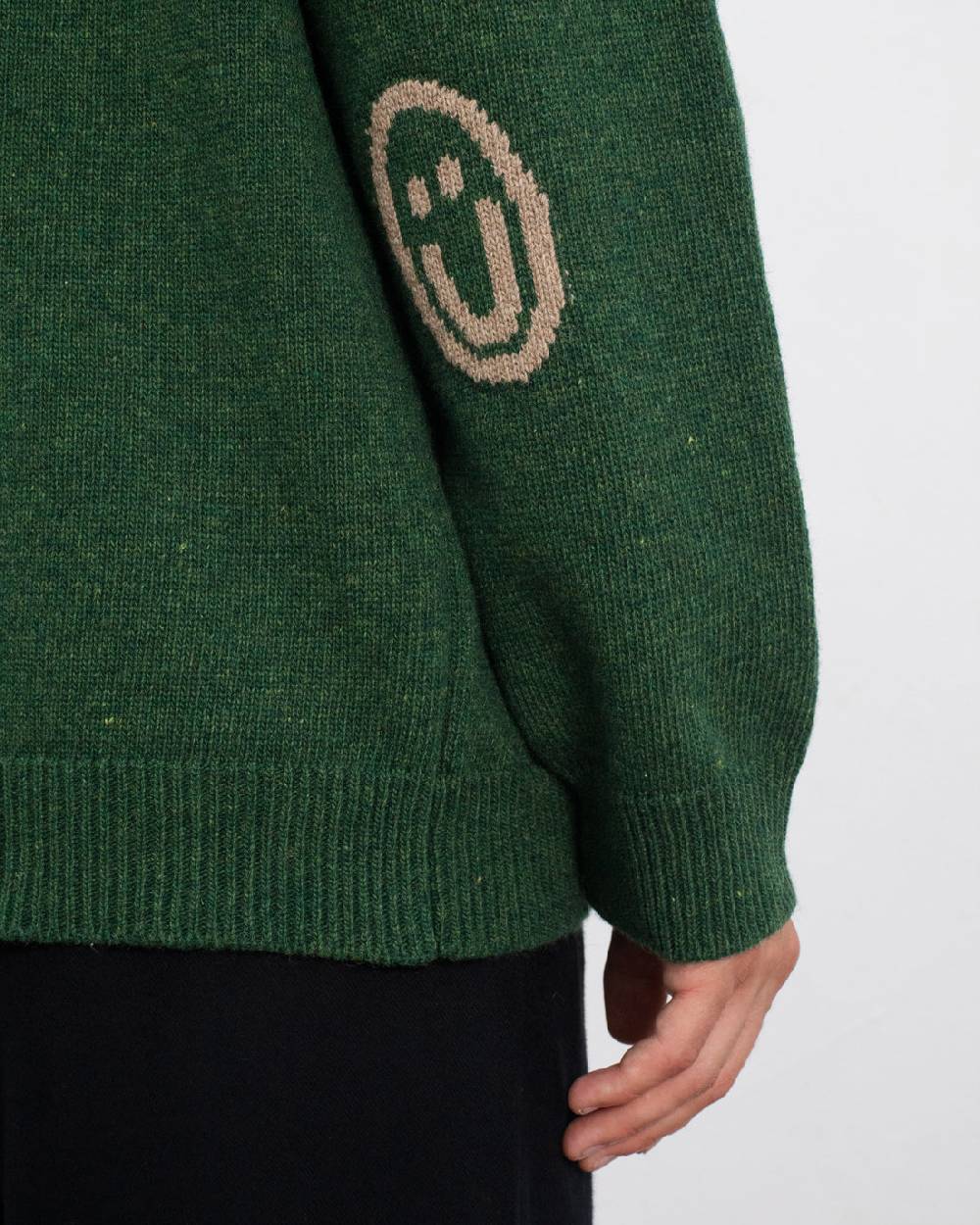 Rotholz Smiley Strickpullover Recycelte Wolle - Grün Flash Sale